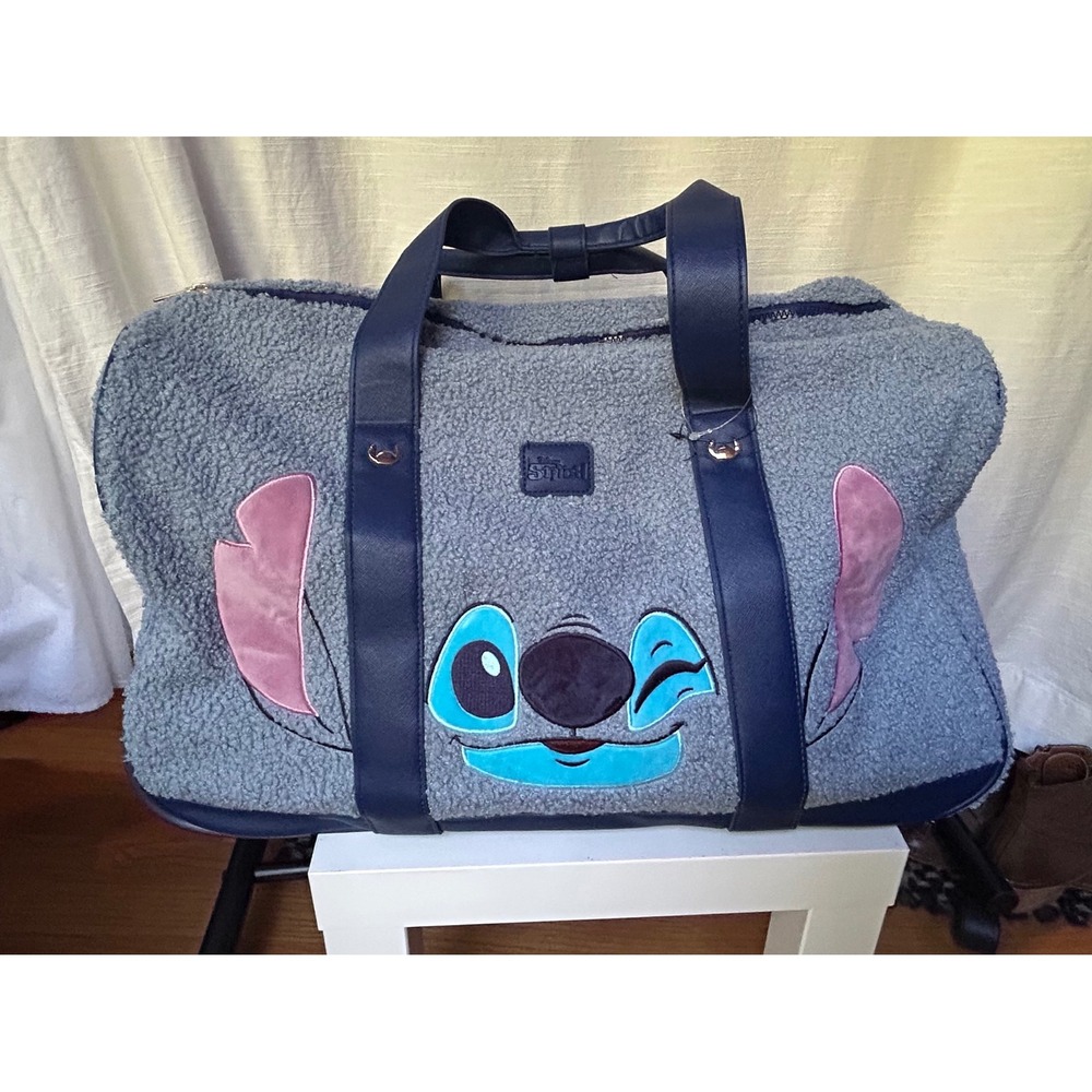 Disney Lilo & Stitch Sherpa Rolling Duffel Bag Fleece Travel Carry On Luggage